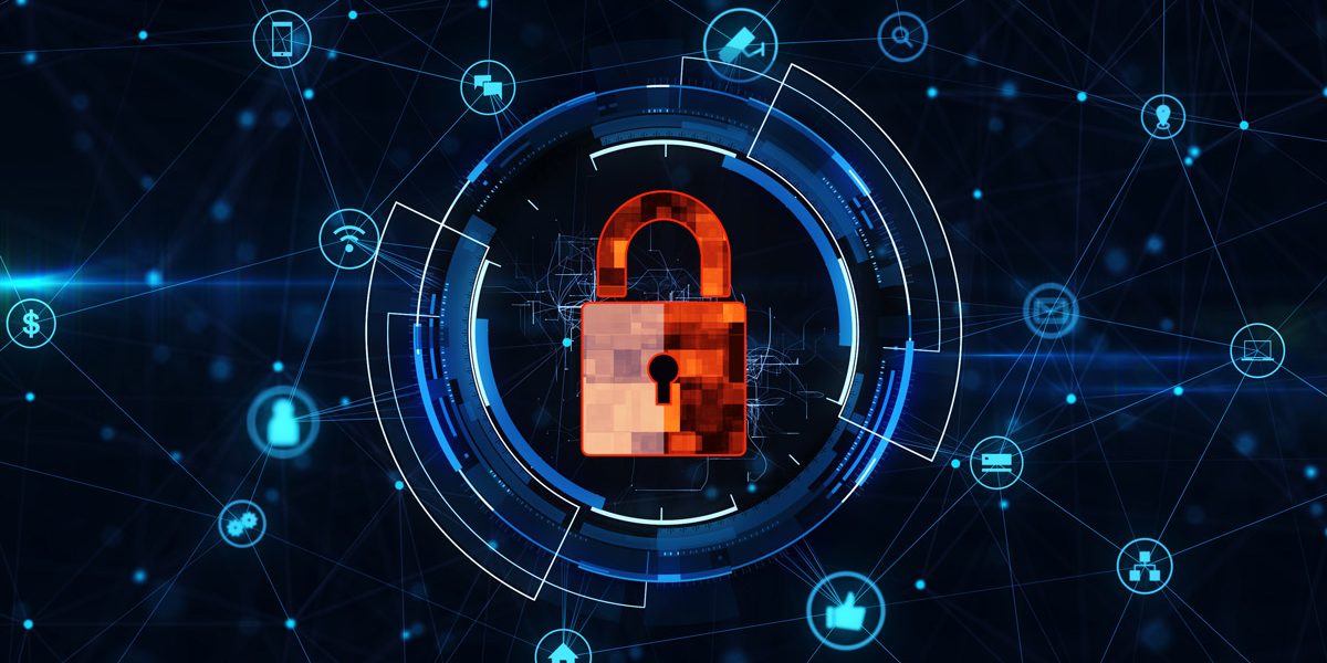 A lock near a web that connects network concepts together A lock near a web that connects network concepts together