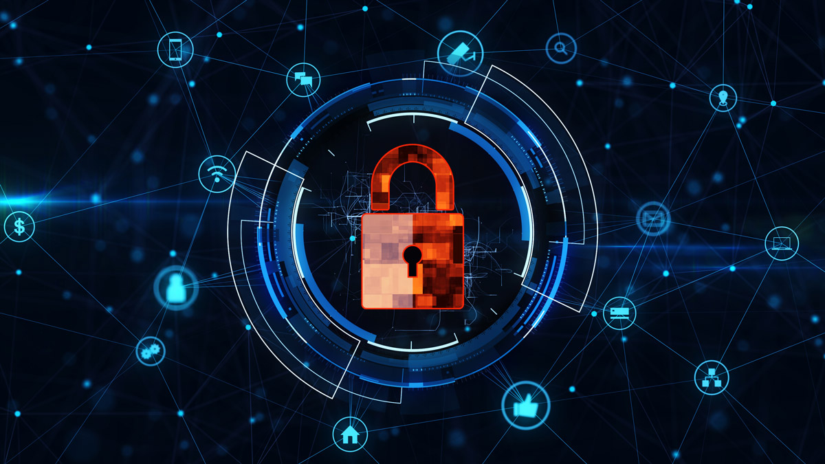 A lock near a web that connects network concepts together A lock near a web that connects network concepts together